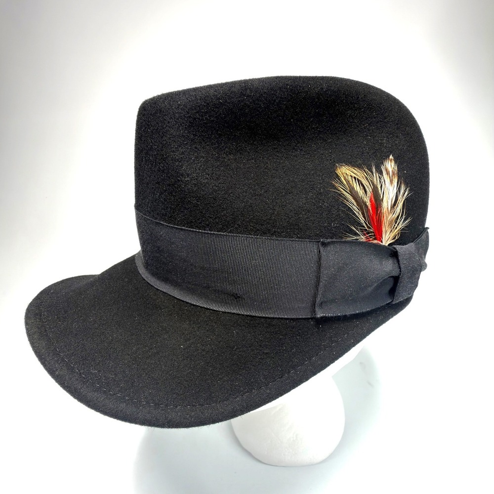 Pop Legend Remix Wool Cadet Military Hat Black Feather XL